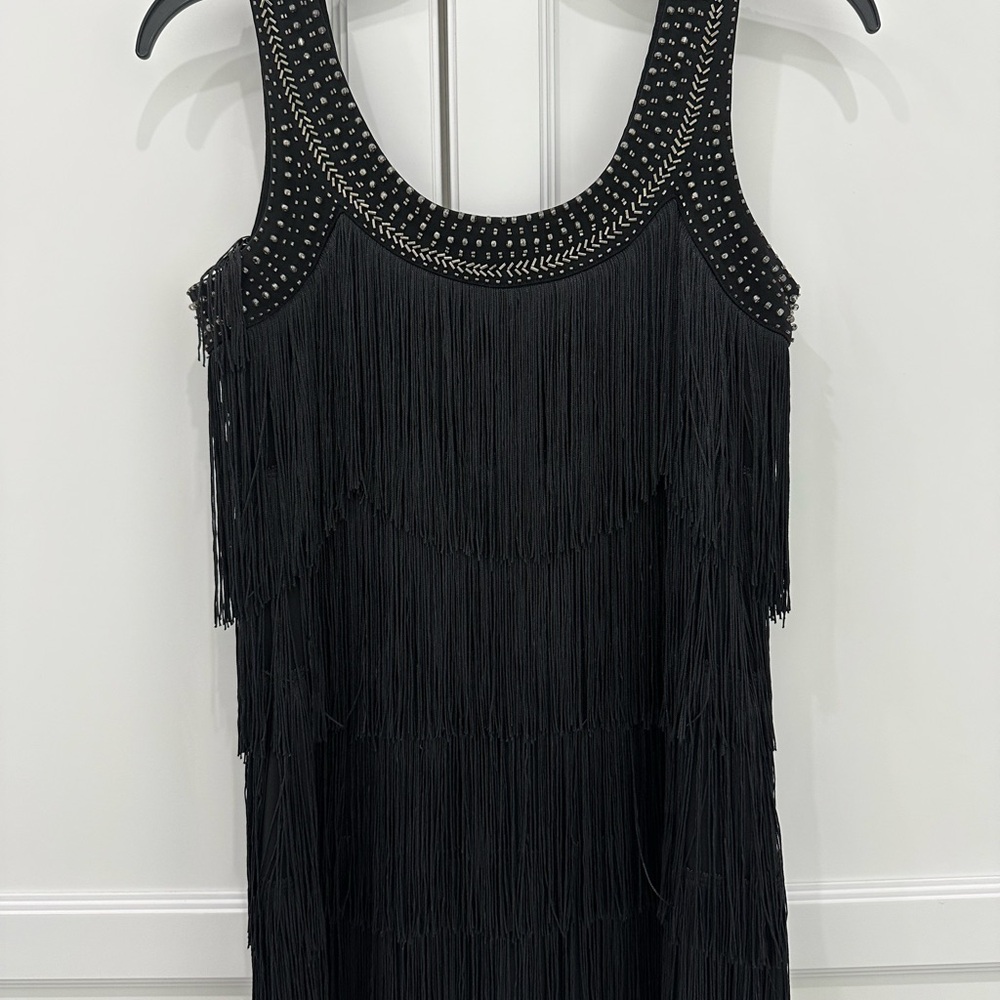Cache Black Fringe Blouse